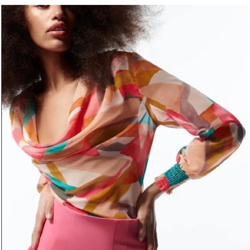 Zara Multicolor Abstract Women's Top